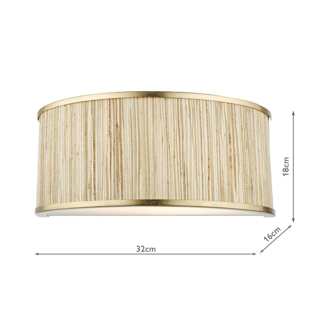 Fenella 2 Light Wall Light Gold Leaf and Seagrass