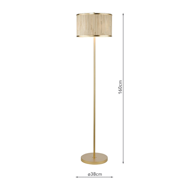 Fenella 3 Light Floor Lamp Gold Leaf and Seagrass