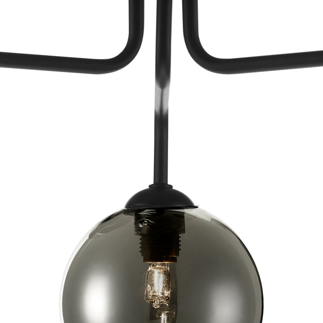 Feya 3 Light Semi Flush Matt Black Smoked Glass