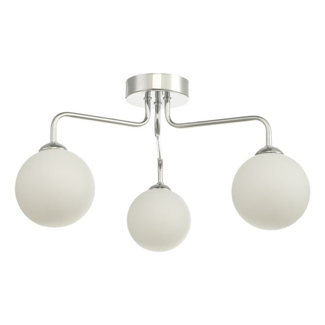 Feya 3 Light Semi Flush Polished Chrome Opal Glass