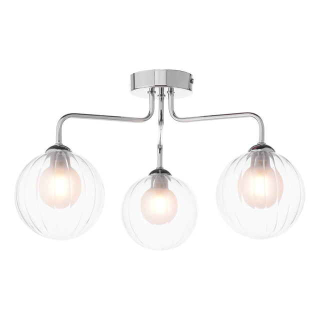 Feya 3 Light Semi-Flush Polished Chrome & Clear/Opal Glass