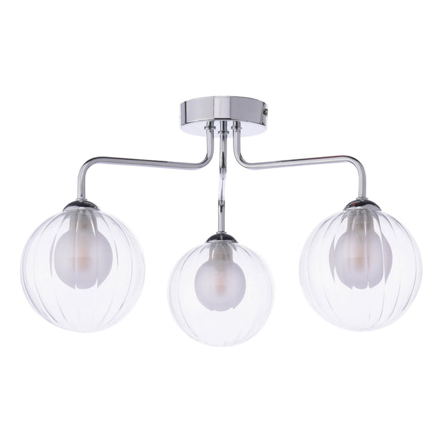 Feya 3 Light Semi-Flush Polished Chrome & Clear/Opal Glass