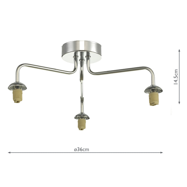 Feya 3 Light Semi Flush Polished Chrome Frame Only