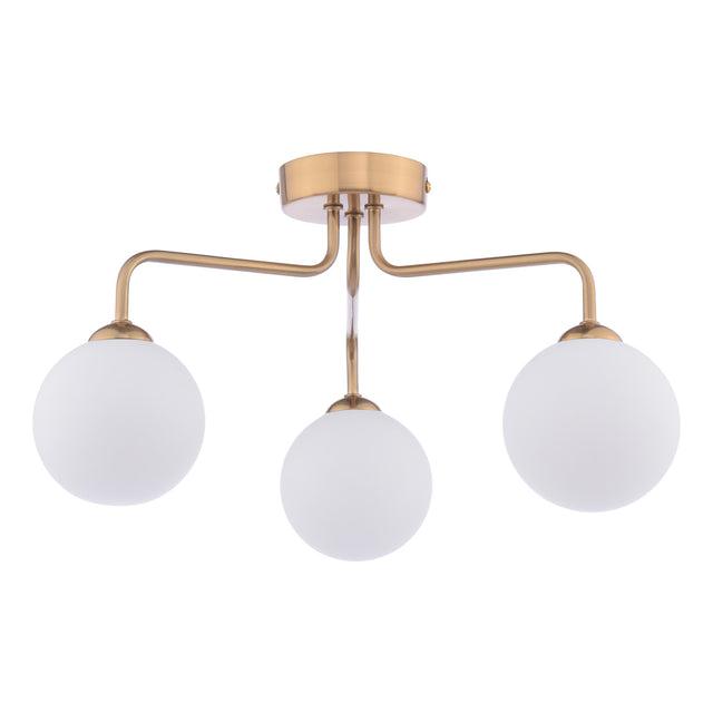 Feya 3 Light Semi-Flush Antique Bronze and Opal Glass