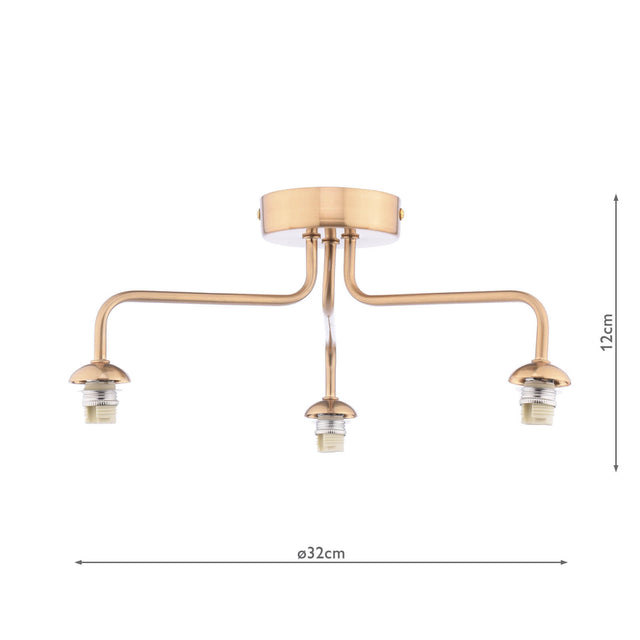 Feya 3 Light Semi-Flush Antique Bronze Fitting Only