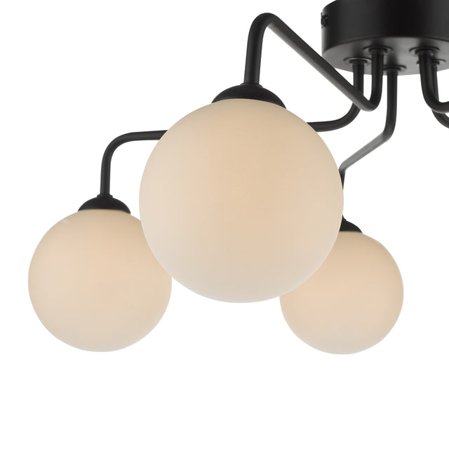 Feya 5 Light Semi Flush Matt Black Opal Glass