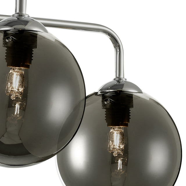 Feya 5 Light Semi Flush Polished Chrome Smoked Glass