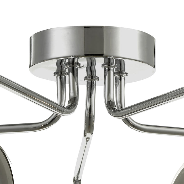 Feya 5 Light Semi Flush Polished Chrome Smoked Glass