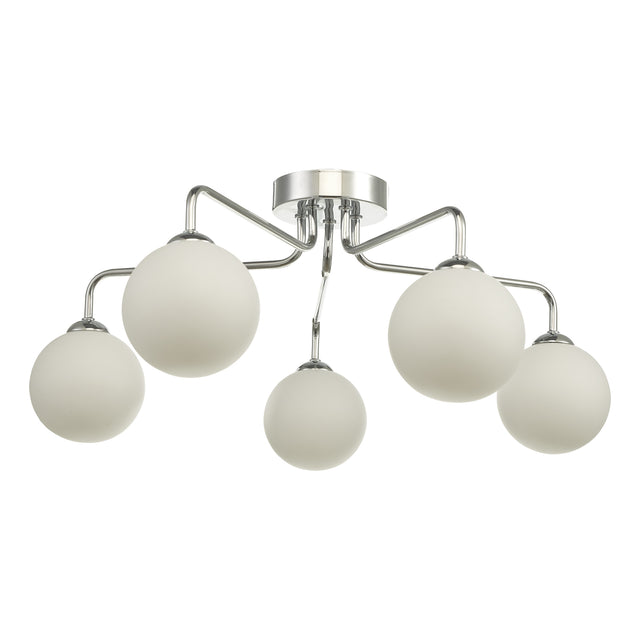 Feya 5 Light Semi Flush Polished Chrome Opal Glass