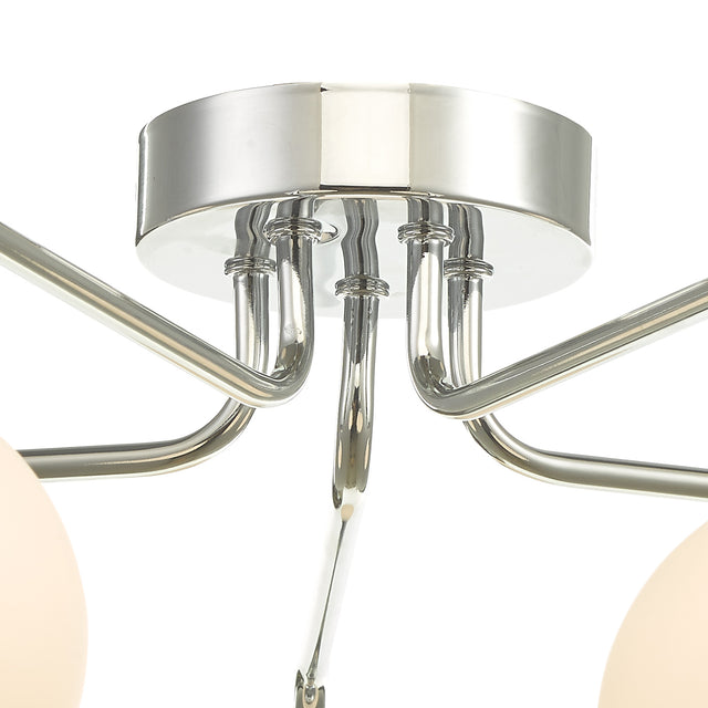 Feya 5 Light Semi Flush Polished Chrome Opal Glass