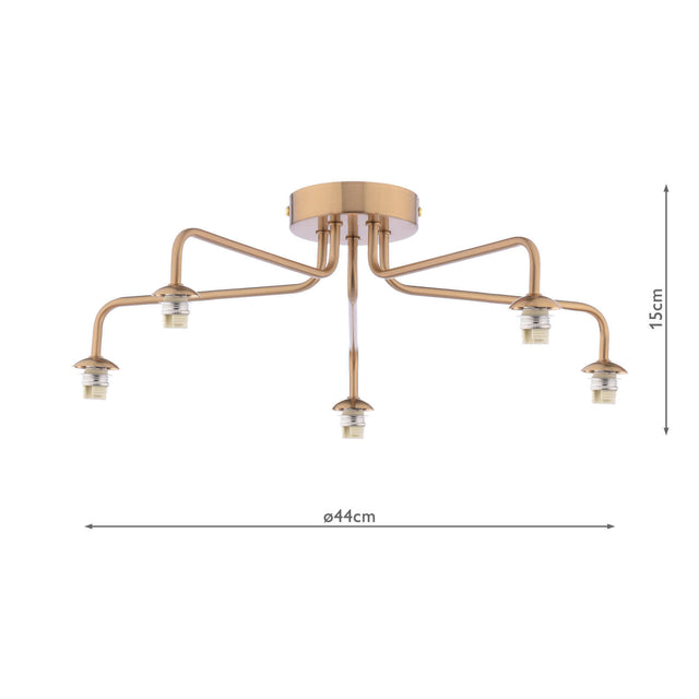 Feya 5 Light Semi-Flush Antique Bronze Fitting Only