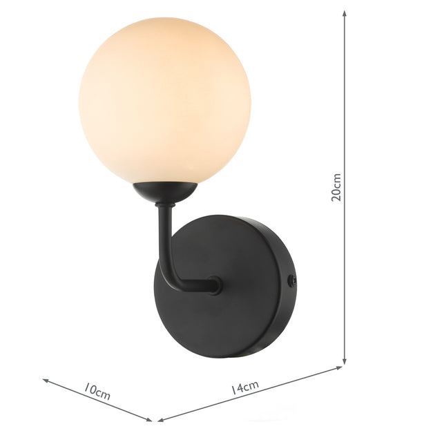 Feya Wall Light Matt Black Opal Glass