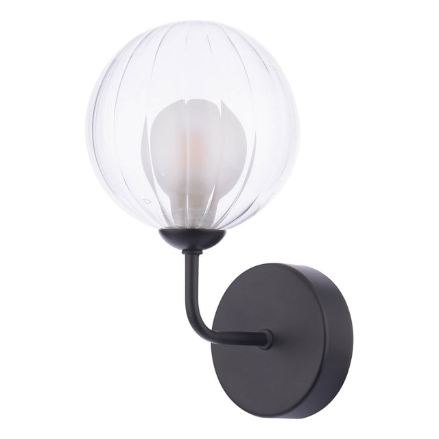 Feya Wall Light Matt Black & Clear/Opal Glass