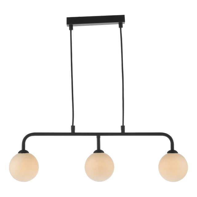 Feya 3 Light Bar Pendant Matt Black Opal Glass