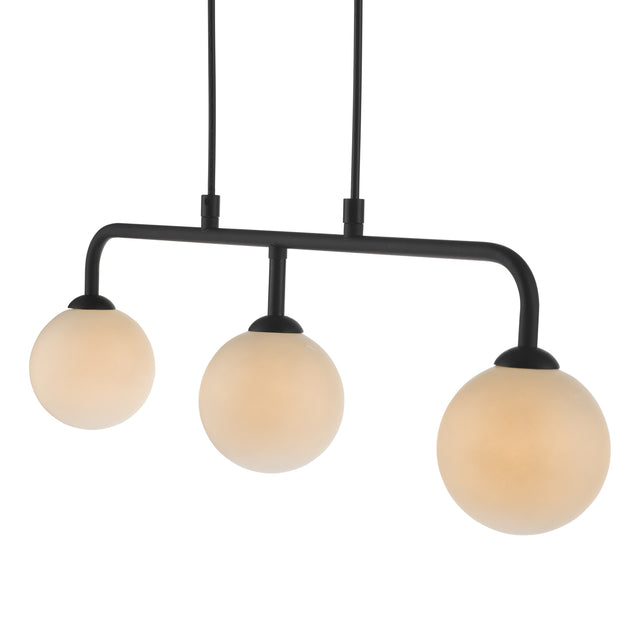 Feya 3 Light Bar Pendant Matt Black Opal Glass