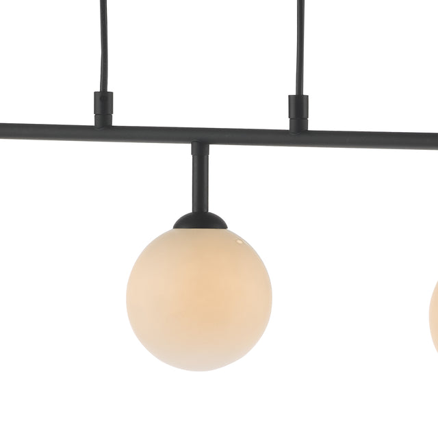 Feya 3 Light Bar Pendant Matt Black Opal Glass