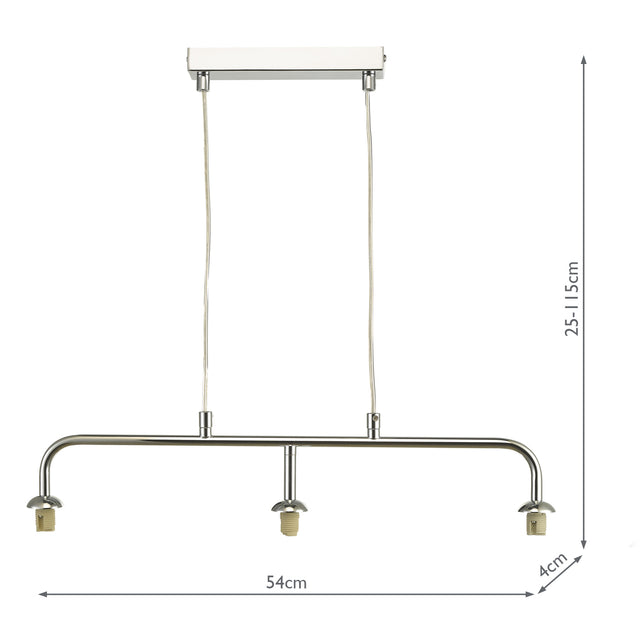 Feya 3 Light Bar Pendant Polished Chrome Frame Only