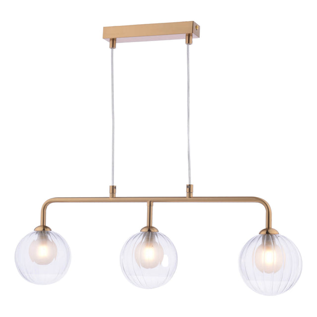 Feya 3 Light Bar Pendant Antique Bronze & Clear/Opal Glass