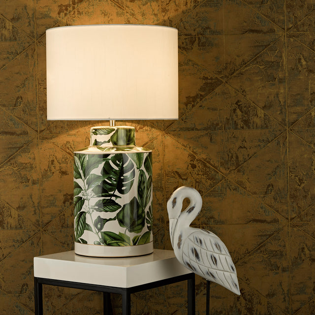 Filip Table Lamp Green Leaf Print Base Only