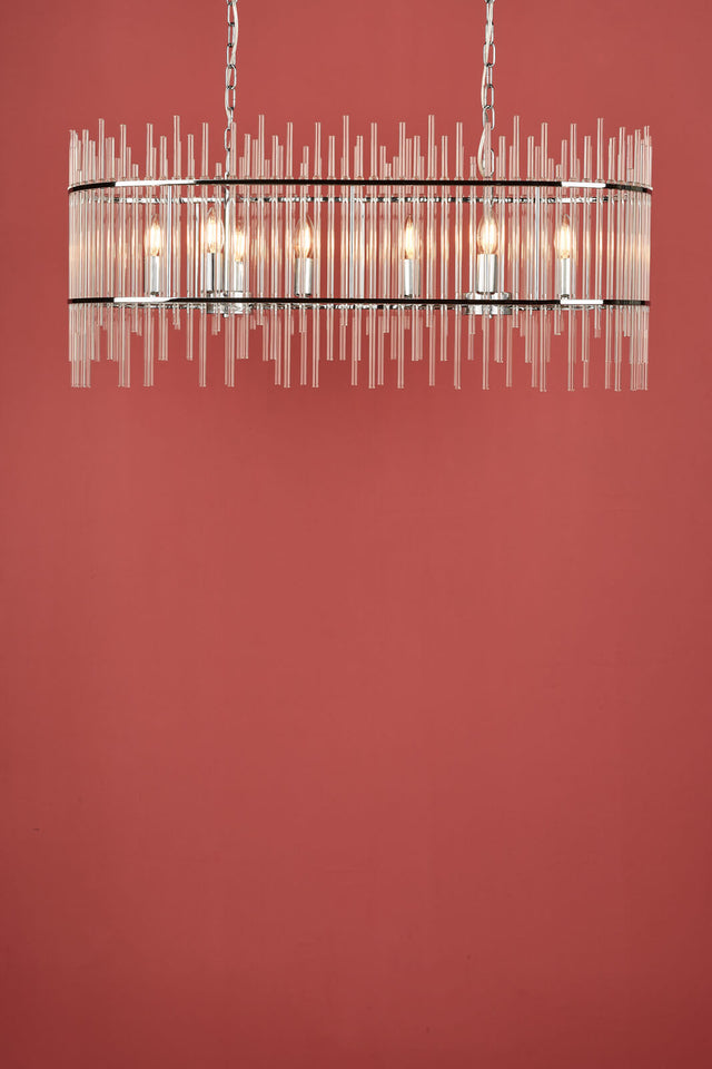 Finola 8 Light Bar Pendant Polished Chrome Glass