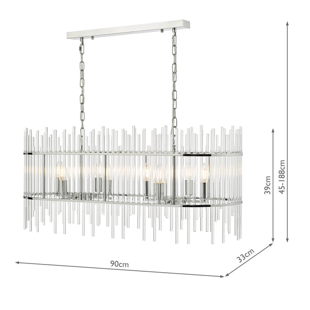 Finola 8 Light Bar Pendant Polished Chrome Glass