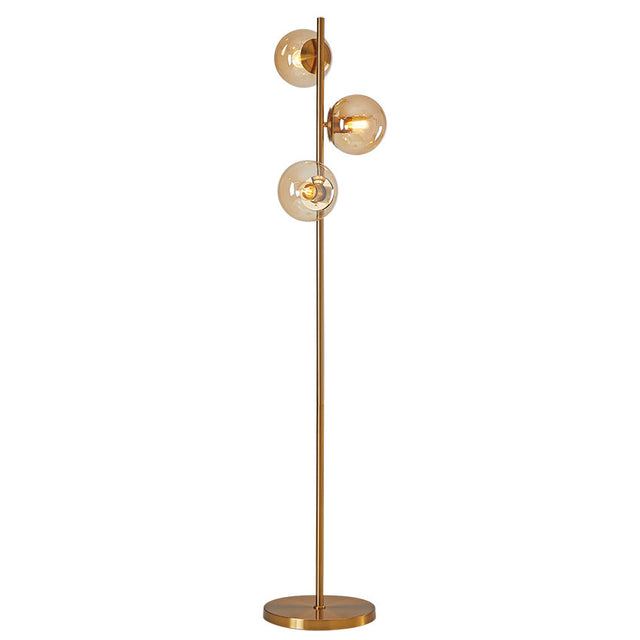 Matt Brass with Amber Globe Glass Shades FLOOR LAMP