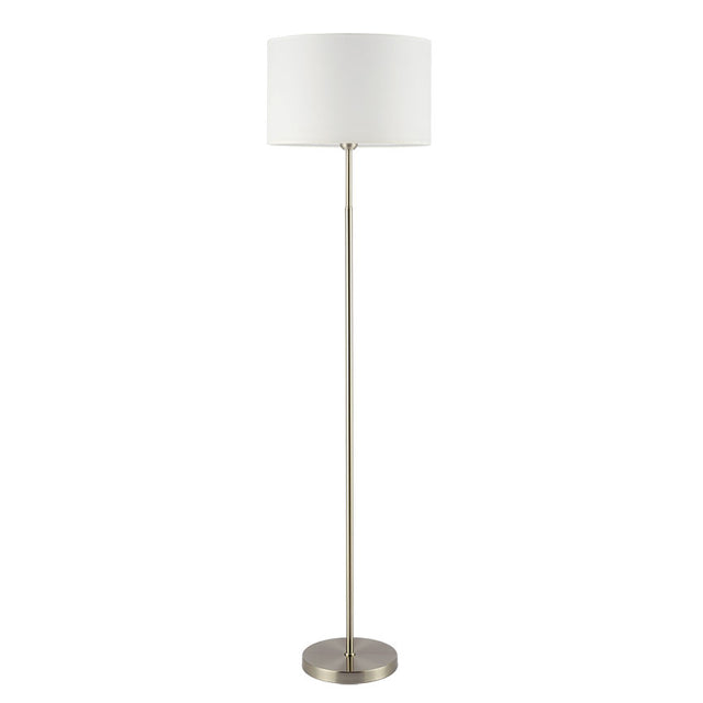 SATIN NICKEL with WHITE SHADE ASHLEY FLOOR LAMP