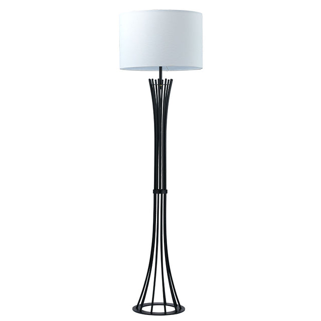 MATT BLACK FINISH with BEIGE LINEN SHADE JULIET FLOOR LAMP