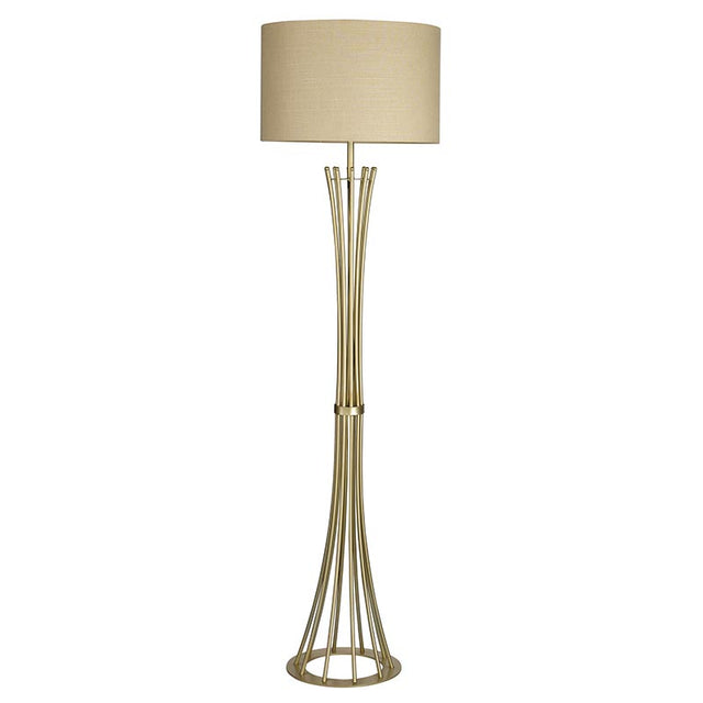 CHAMPAGNE FINISH with BEIGE LINEN SHADE JULIET FLOOR LAMP