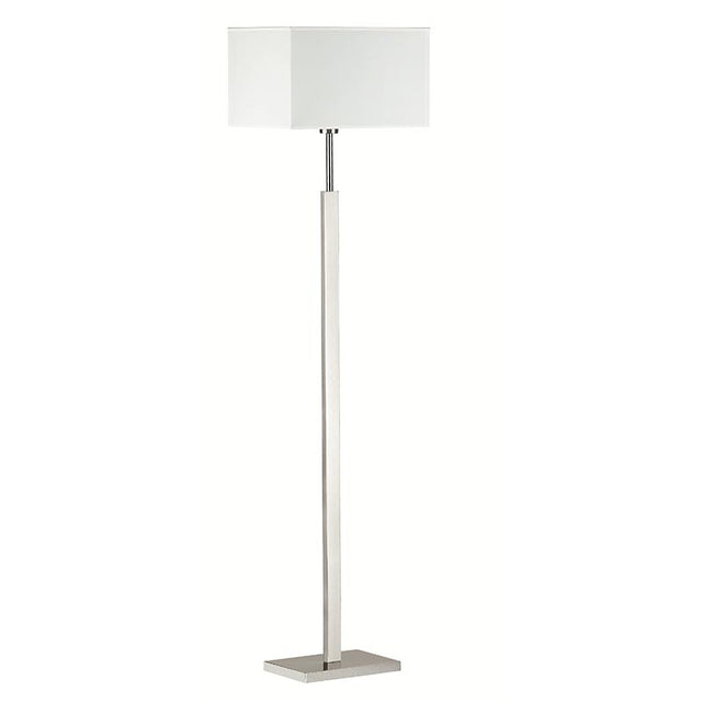 SATIN NICKEL w WHITE SHADE ULTRA LOUNGE FLOOR LAMP