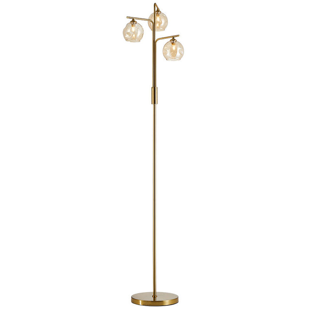 NOIDA 3L MATT BRASS C/W DIMPLED AMBER GLASS FLOOR LAMP