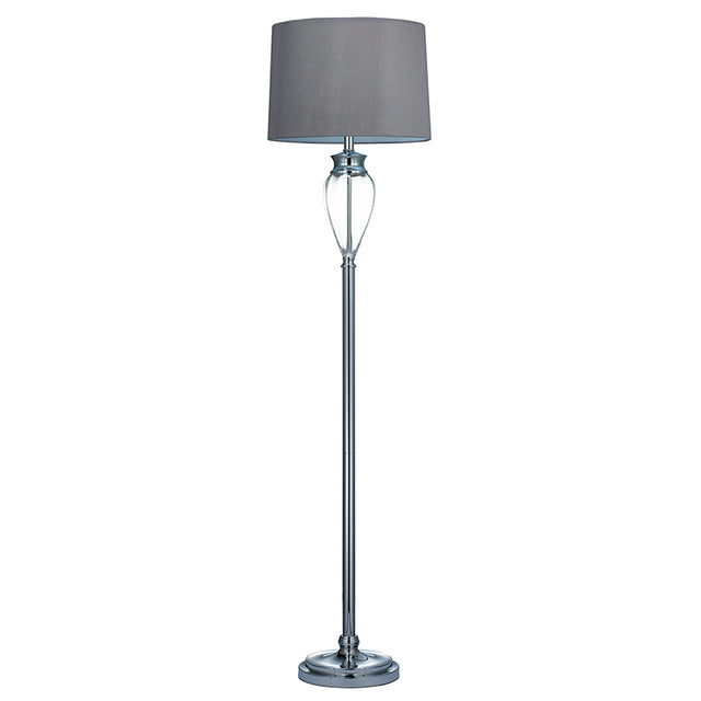 POLISHED NICKEL with GREY LINEN SHADE CASA CLASSIC FLOOR LAMP