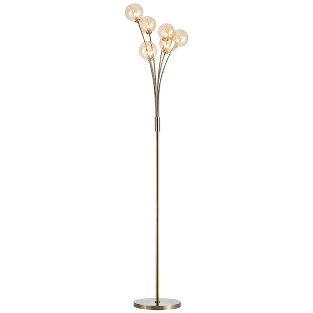 6L BLARNEY ANT. BRASS FINISH withAMBER GLASS FLOOR LAMP