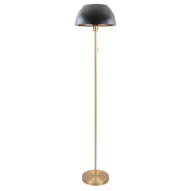 BELLA BRASS Floor Lamp C/W BLACK DOME SHADE