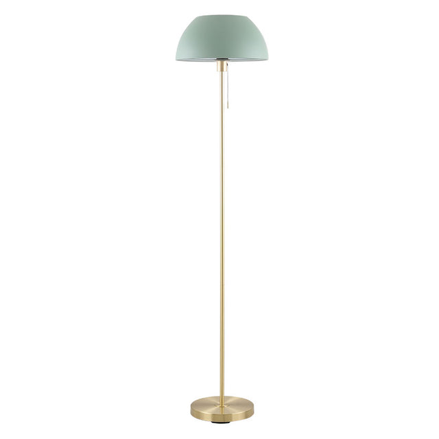 BELLA BRASS Floor Lamp C/W green DOME SHADE