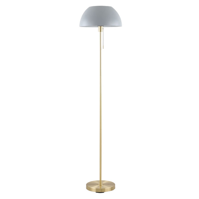 BELLA BRASS Floor Lamp C/W GREY DOME SHADE