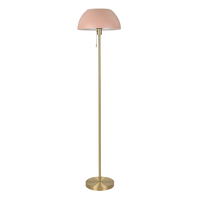 BELLA BRASS Floor Lamp C/W PINK DOME SHADE