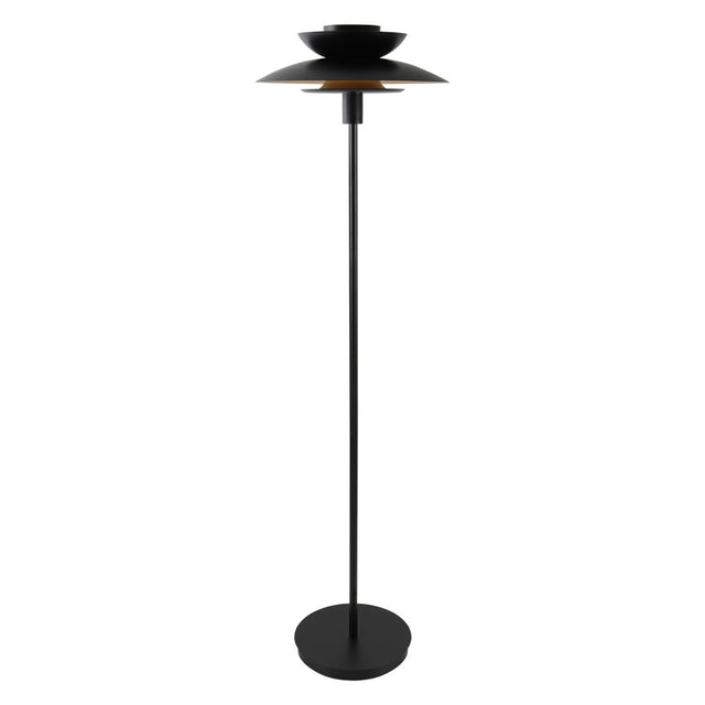 BLACK & SATIN BRASS INSERT RETRO STYLE METAL FLOOR LAMP