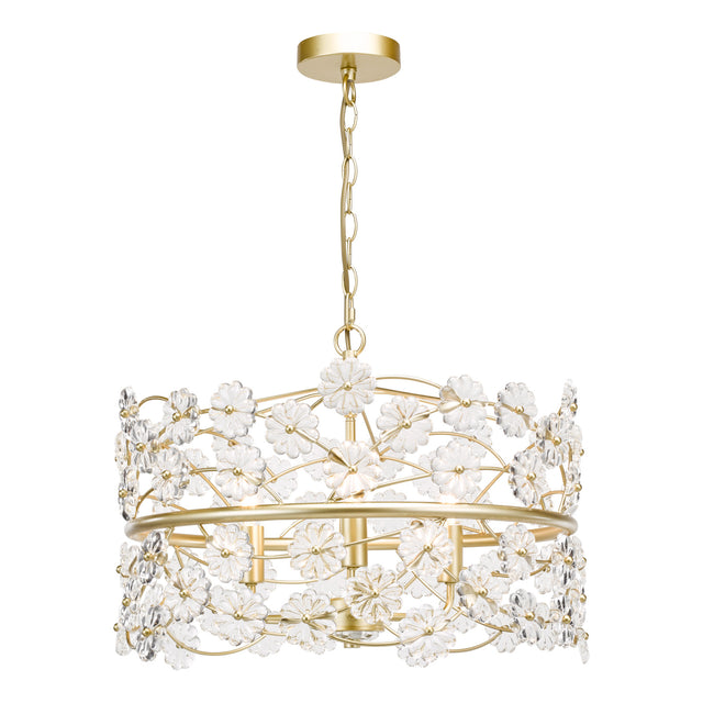 Fonda 3 Light Pendant Satin Gold and Glass