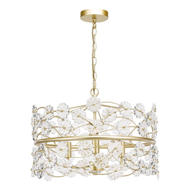 Fonda 3 Light Pendant Satin Gold and Glass