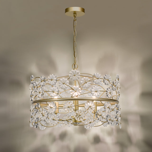 Fonda 3 Light Pendant Satin Gold and Glass