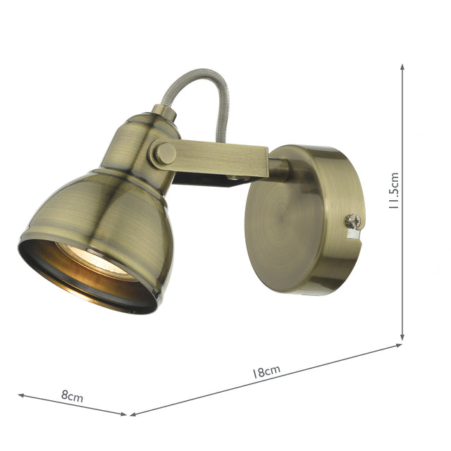 Fothergill Single Wall Spotlight Antique Brass