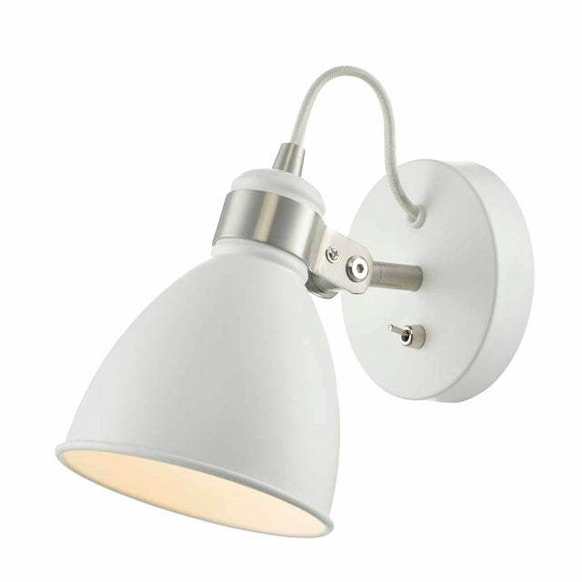 Frederick Single Wall Spotlight White Satin Chrome