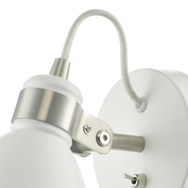 Frederick Single Wall Spotlight White Satin Chrome