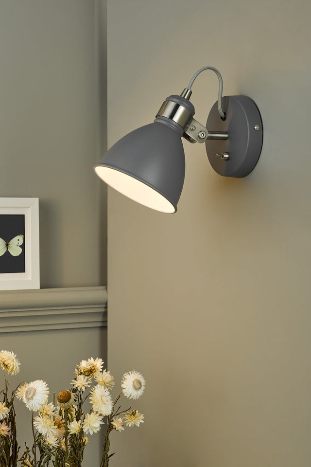 Frederick Single Wall Spotlight Dark Grey Satin Chrome