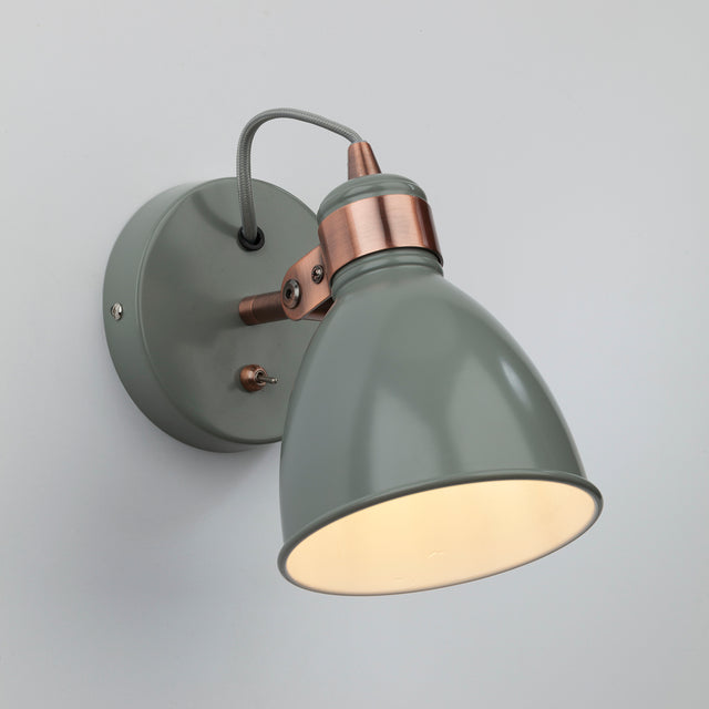 Frederick Single Wall Spotlight Grey & Copper