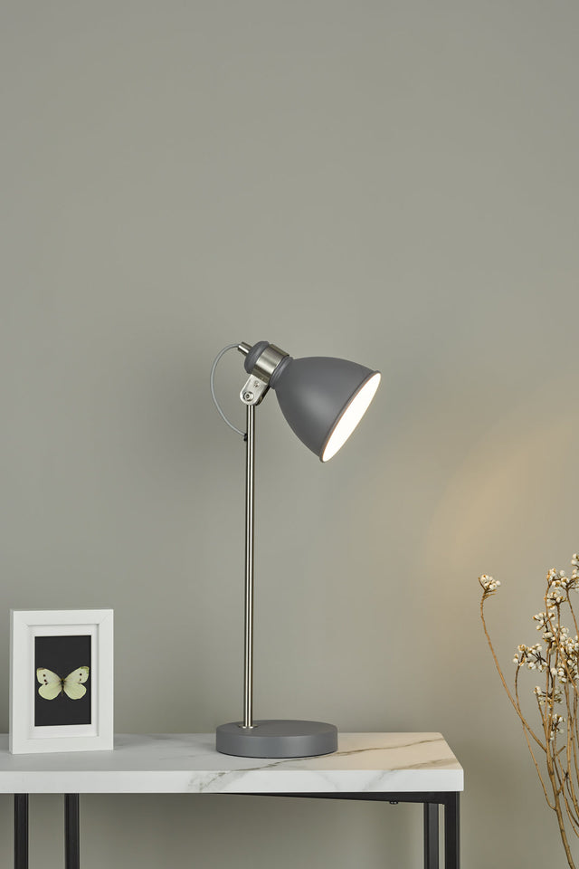 Frederick Task Table Lamp Dark Grey Satin Chrome