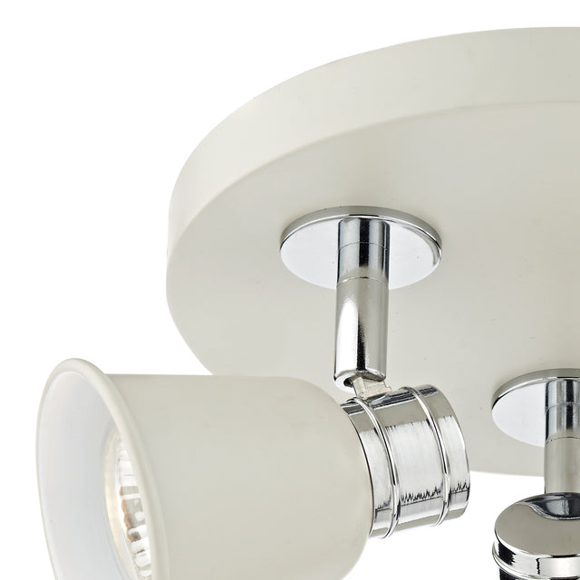 Fry 3 Light Plate Spotlight Cream Polished Chrome