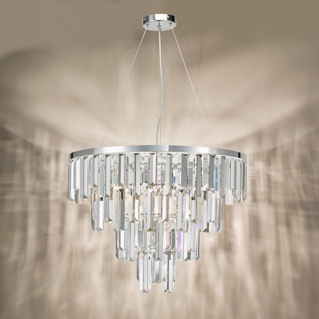 Fuentes 5 Light Pendant Polished Chrome and Crystal