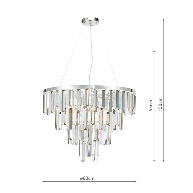 Fuentes 5 Light Pendant Polished Chrome and Crystal